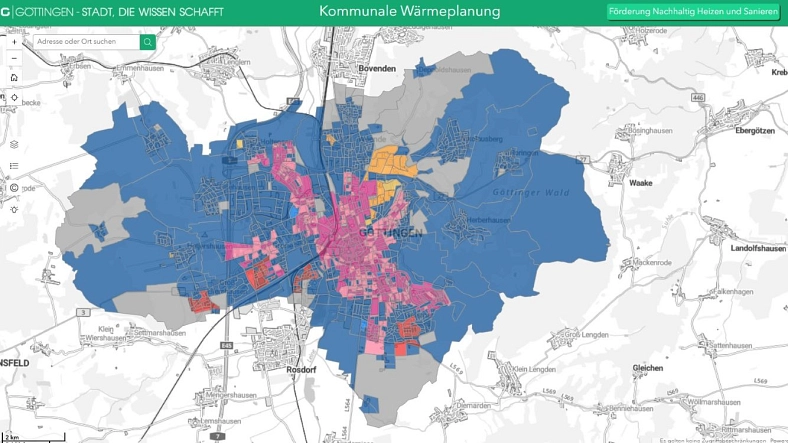 Karte Kommunale Wärmeplanung&nbsp;&copy;&nbsp;Stadt Göttingen