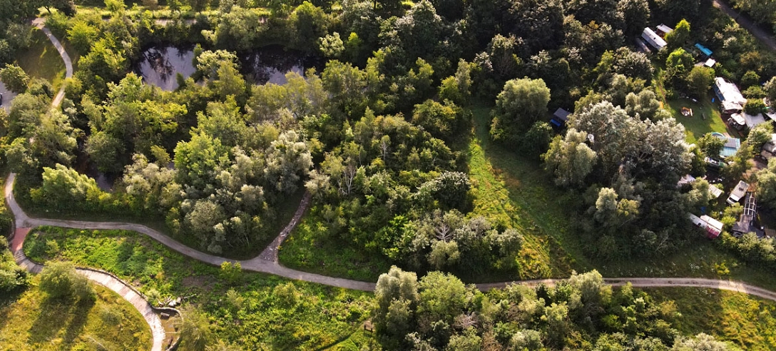 Leinepark Luftbild zeigt Leinepark von oben © Stadt Göttingen / Mischke